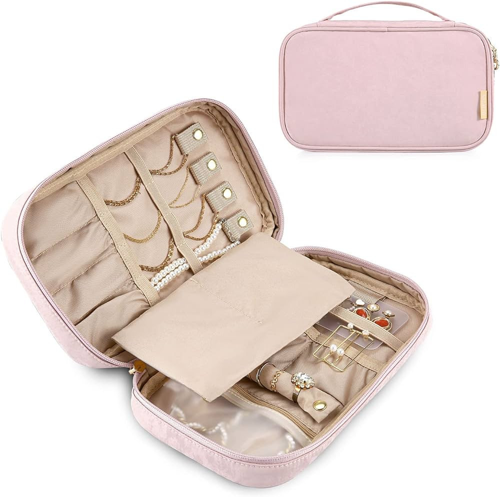 MIZATTO Travel Jewelry Organizer Case, Portable Jewelry Holder Organizer for Travelling Necklaces... | Amazon (US)