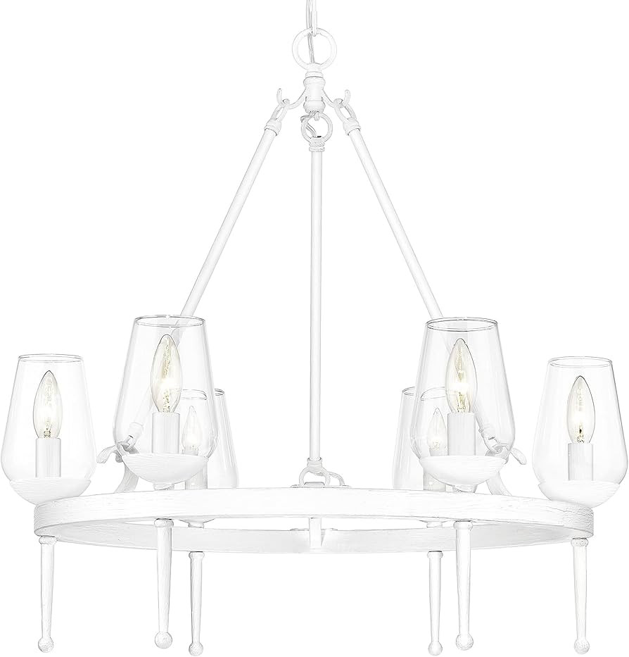 Golden Lighting Regent 6-Light Steel Metal Chandelier in Textured White Plaster | Amazon (US)