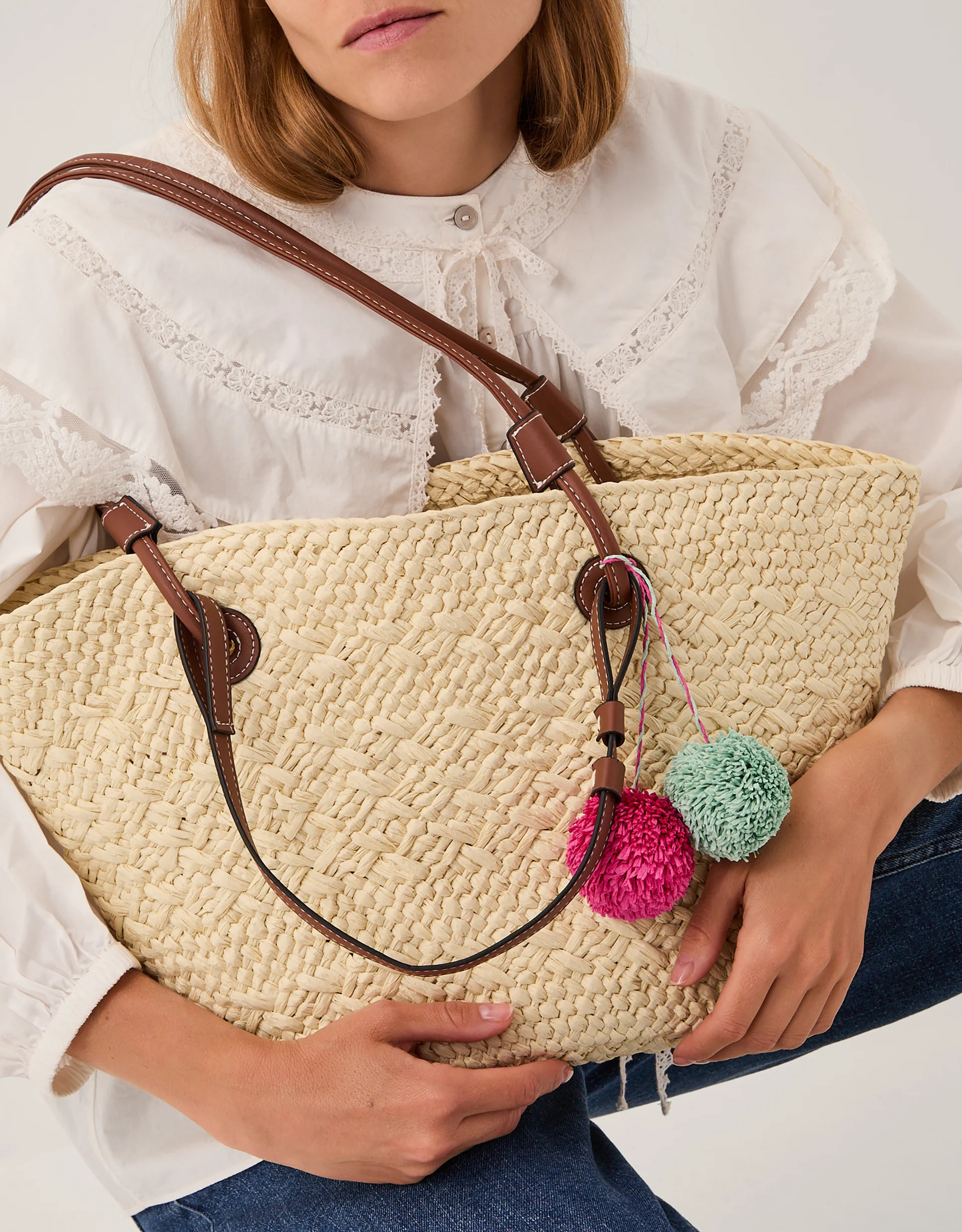 Yvie Woven Raffia Basket Bag | Monsoon (UK)