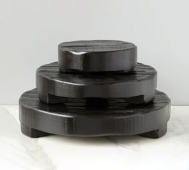 Black Reclaimed Wood Round Pedestals | Pottery Barn (US)