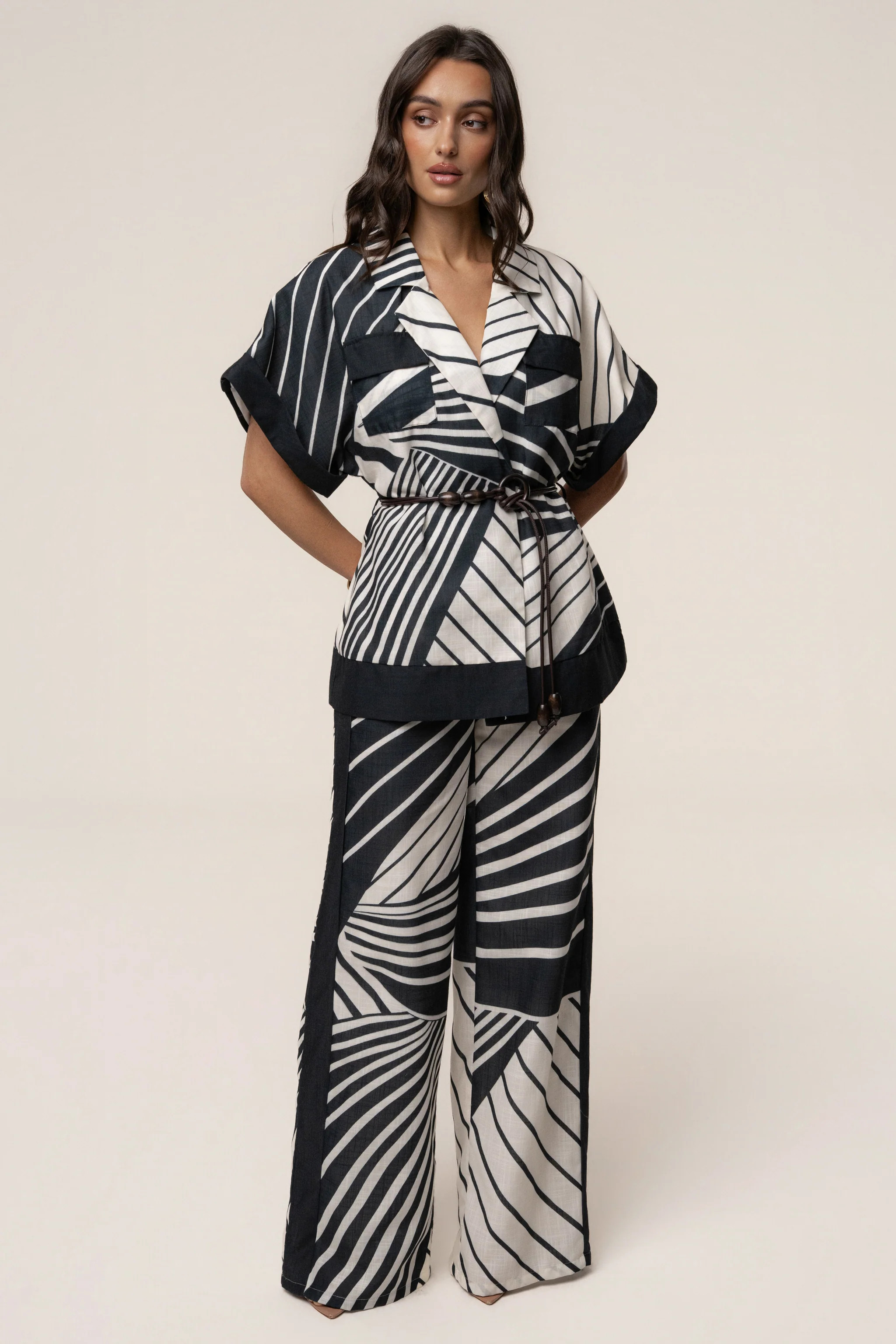 Black Abstract Sahara Pant Set | JLUXLABEL US