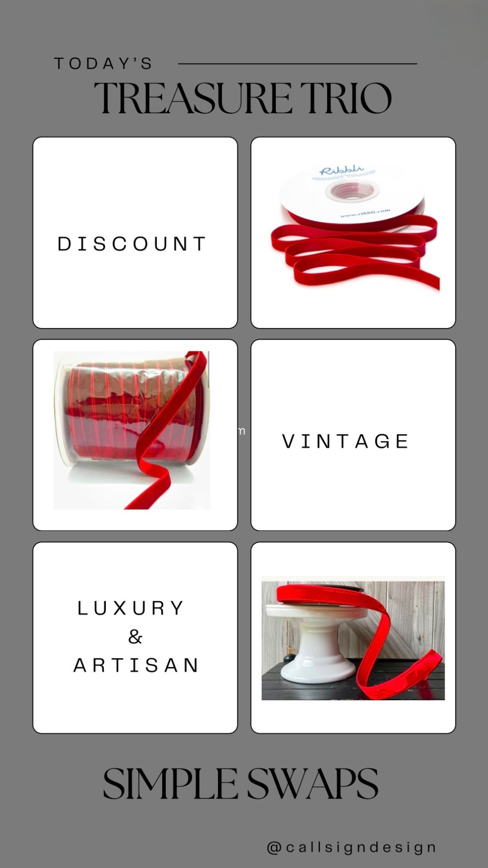 Add some luxury to your gifts with these stunning velvet ribbons. Perfect for wrapping and decorating. Snag the best deals on LTK today! ❤️

#Christmas #ChristmasDecor #WhiteChristmas #TraditionalChristmas #VintageChristmas #CallSignDesign #Vintage #Luxury #InteriorDesign #InteriorDecorating #Elegance #Chandelier #OldWorldCharm #DesignStyle #CastleCore #OldWorldCharm  #SimpleSwaps