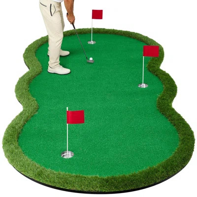 Golf Putting Green 5x10ft, Practice Putting Green Mat with 3 Cups & 3 Flags, Large Professional Golfing Training Mat for Home Indoor Outdoor Use, Idea | Wayfair North America