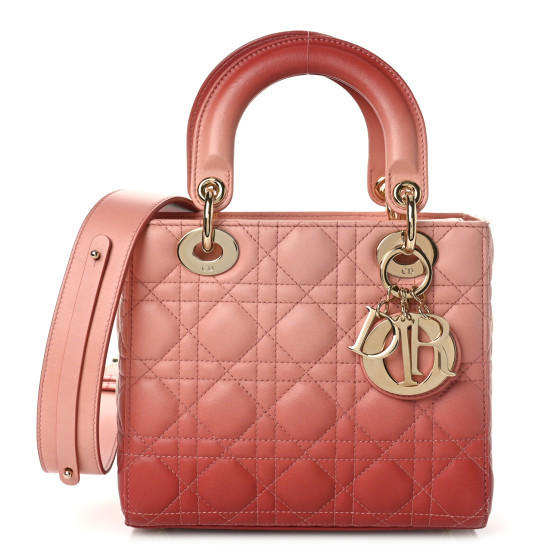 Lambskin Cannage Gradient Small Lady Dior Pink | FASHIONPHILE (US)