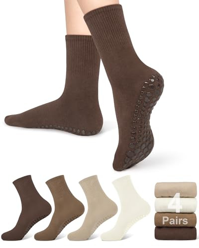 YSense Pilates Grip Socks for Women with Non Slip, Yoga Barre Socks Grippy Accessories Athletic Socks for Pilates, Dance, Ballet, Barre, Hospital, Barefoot Workout, Sports Anti Slip 4 Pairs | Amazon (US)
