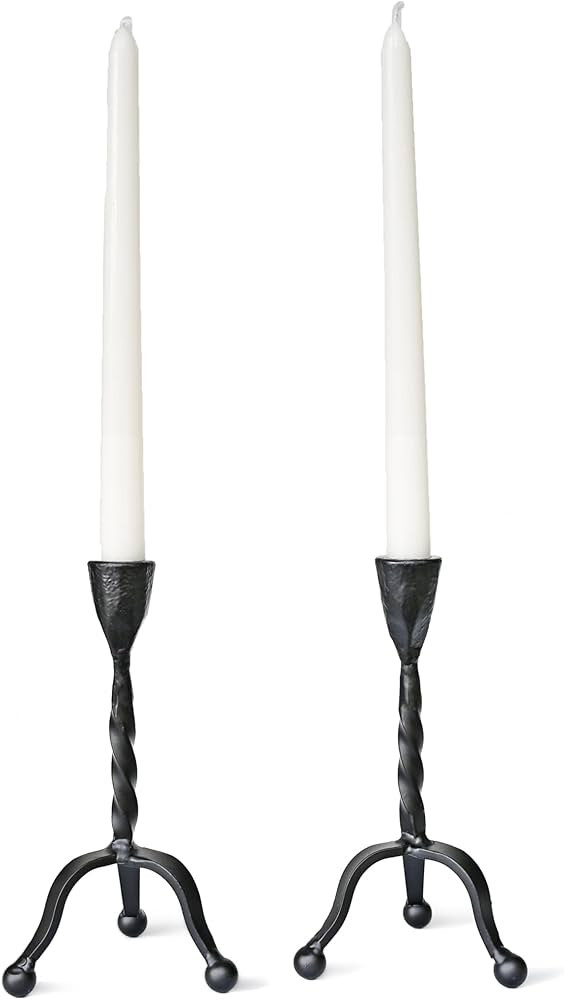 Black Taper Candle Holder Set of 2,Vintage Candle Sticks Holder Decor,Wrought Iron Candle Holder ... | Amazon (US)