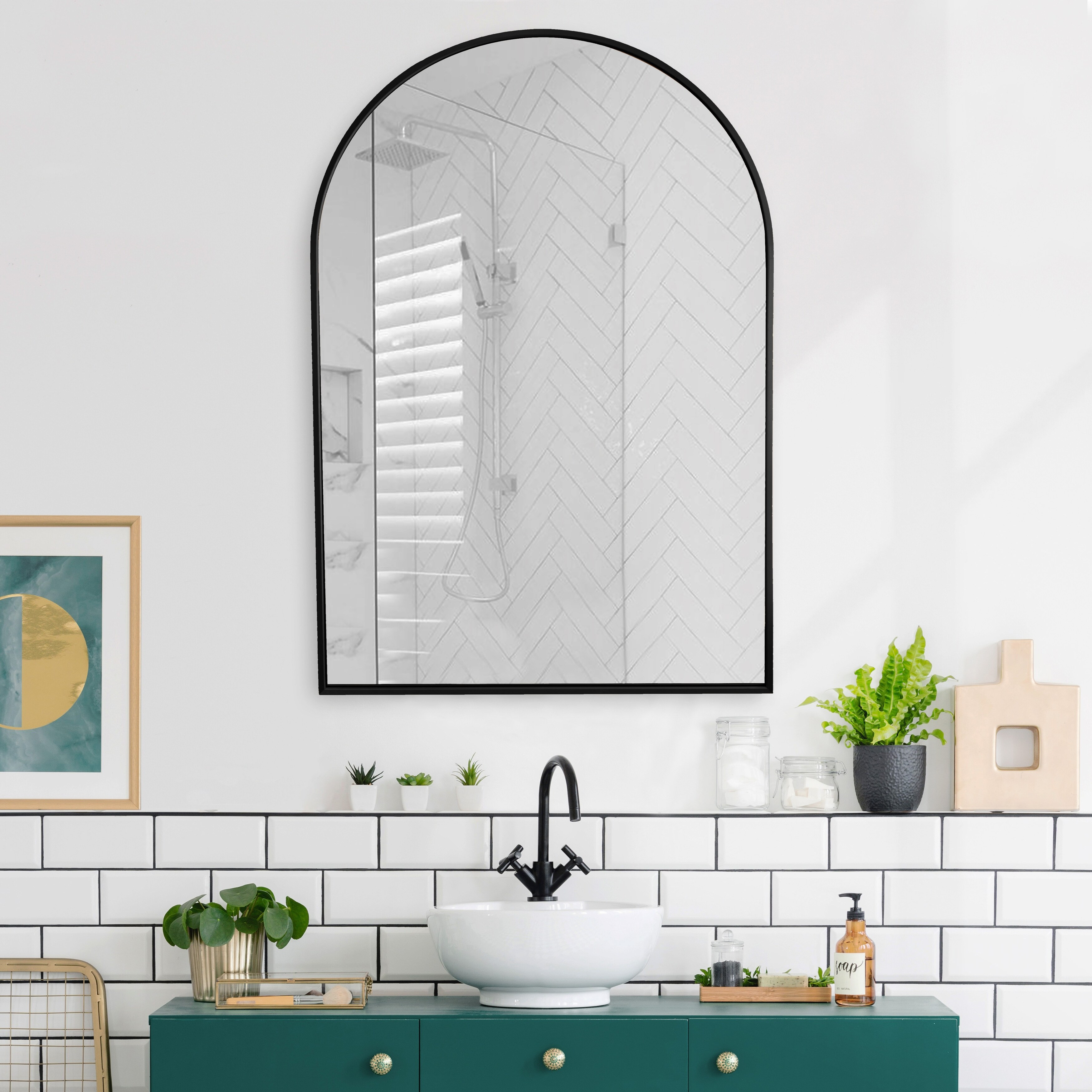 Archie 36 x 24 Inch Arched Wall Mirror for Bedroom, Hanging Mirror for Wall - 36 x 24 Inch | Bed Bath & Beyond