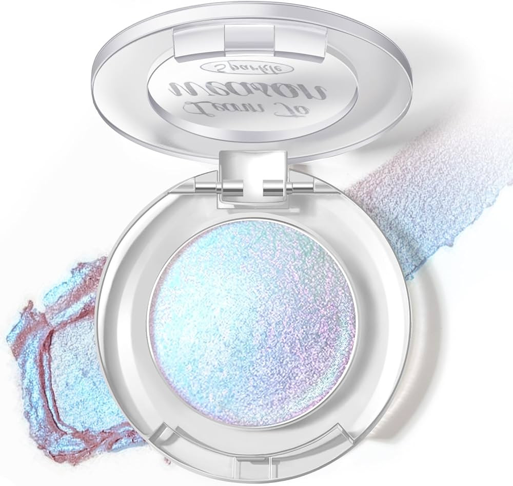 Holographic Duochrome Blue Glitter Eyeshadow, Color Shift Metallic Shimmer Eyeshadow Palette, Cha... | Amazon (US)