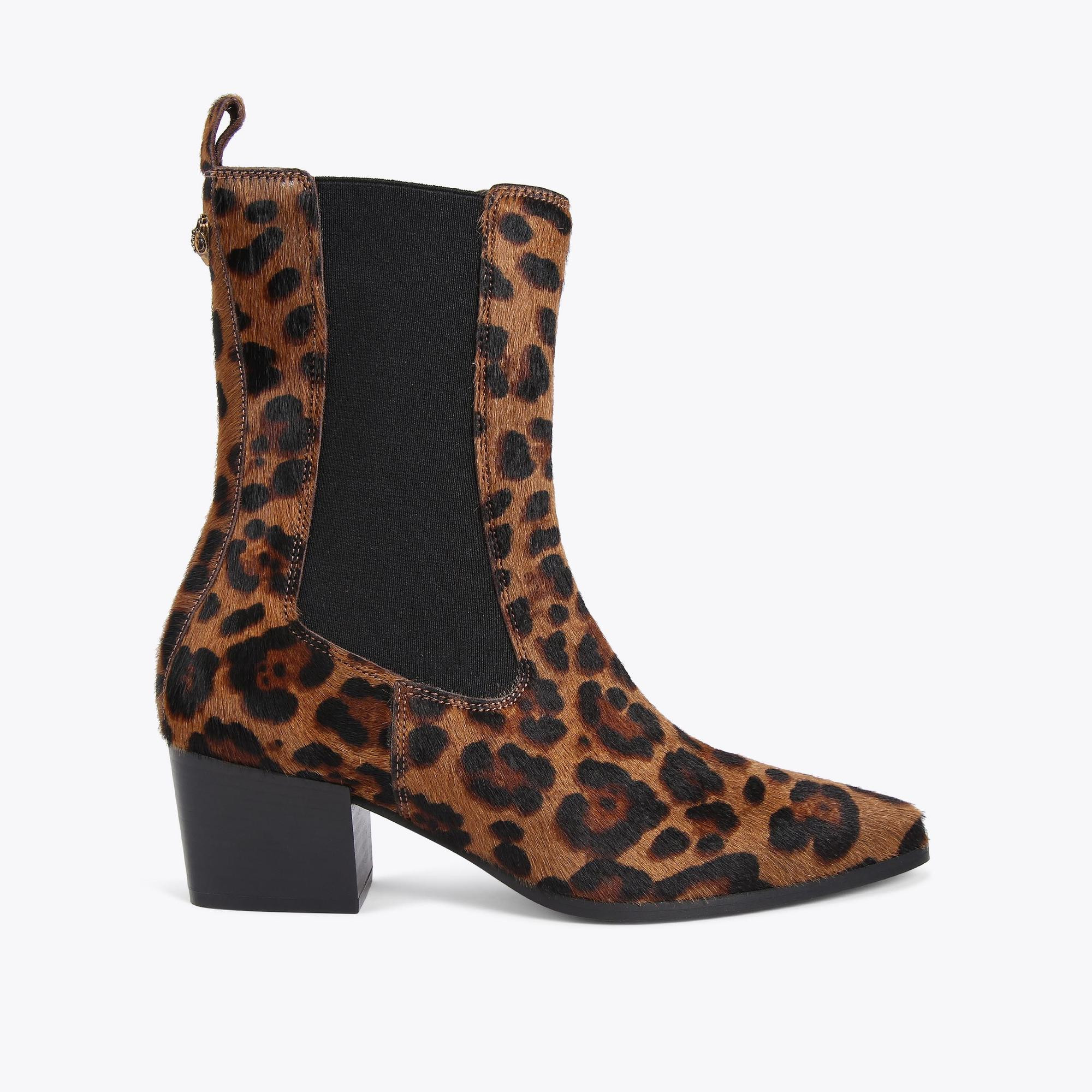 STAR CHELSEA Leopard Printed Leather Cuban Ankle Boot by KURT GEIGER LONDON | Kurt Geiger (Global)