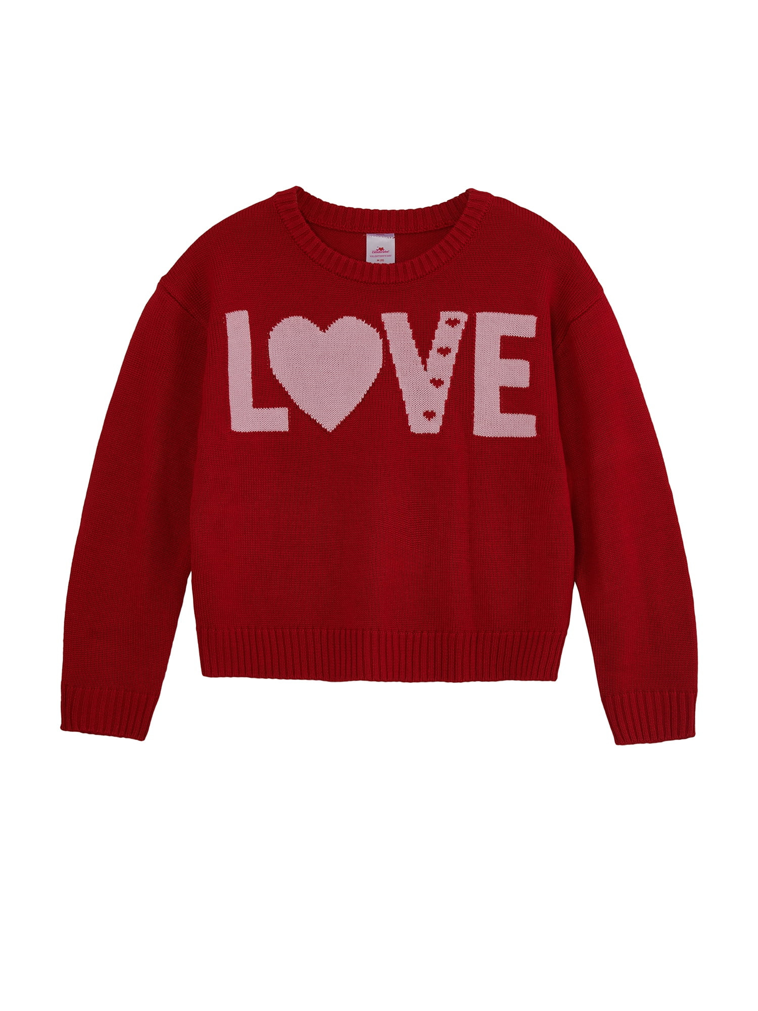 Way to Celebrate Girls Valentine's Day Sweater, Sizes 4-18 | Walmart (US)