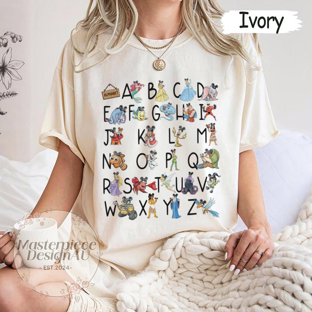 Disney Alphabet Characters  ABC T-Shirt, Teacher Appreciation Tee, Back To School Shirt | Etsy (Global)