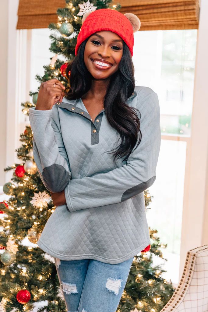 Out And About Gray Quilted Pullover | The Mint Julep Boutique