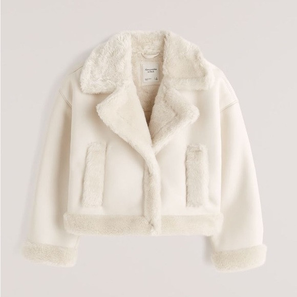Abercrombie Oversized Short Sherpa-Lined Vegan Leather Coat | Poshmark