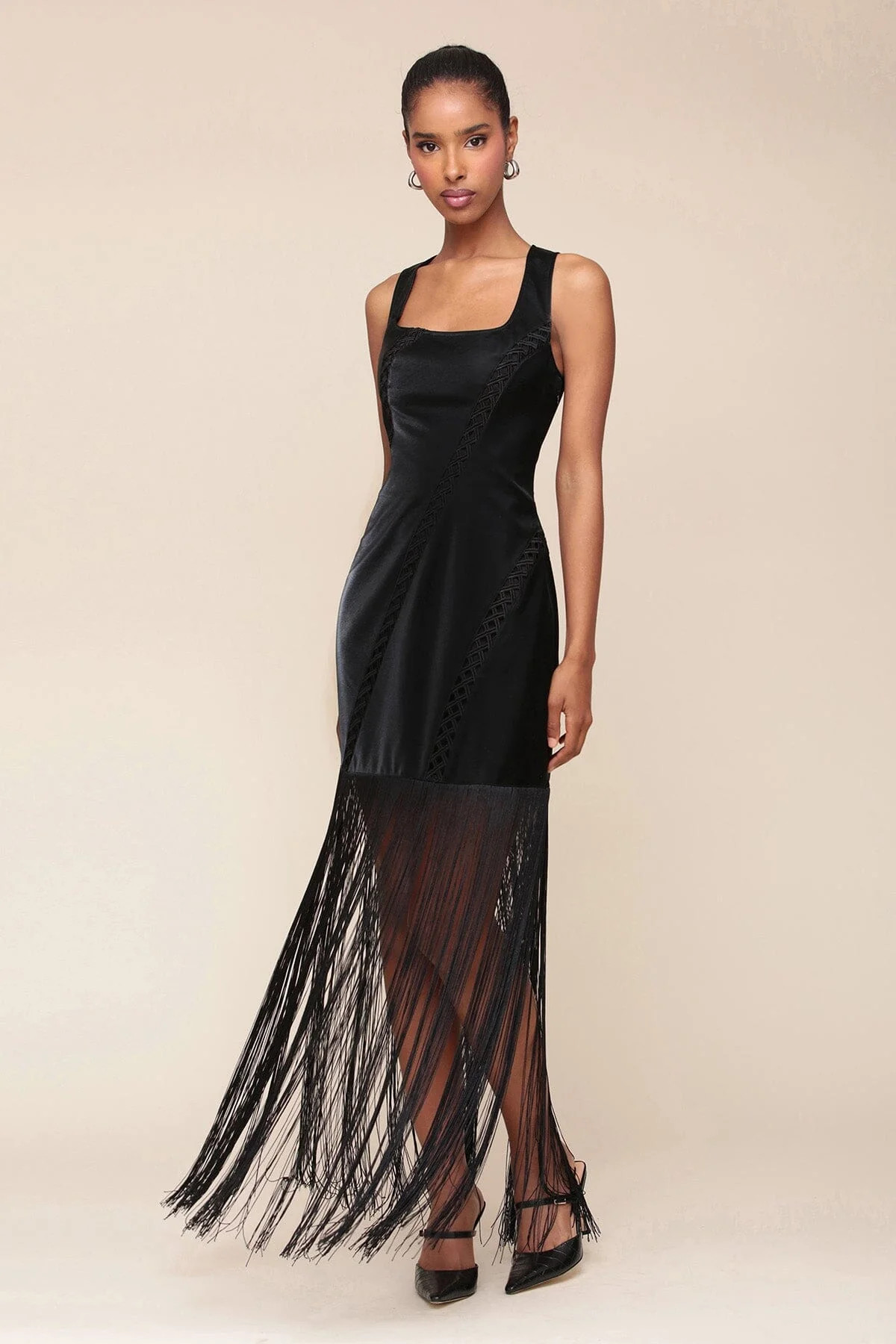 Fringe Faux-Ever Leather™ Maxi Dress | Avec Les Files