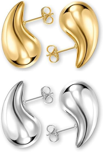 Teardrop Earrings Dupes for Women Gold/Silver Chunky Hoop Earring Dangle Water Drop Hypoallergeni... | Amazon (US)