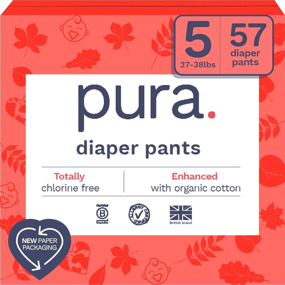 Pura Hypoallergenic Diaper Pants Size 5 (27-38 lbs) Overnight, up to 12 Hours Leak Protection, Su... | Amazon (US)