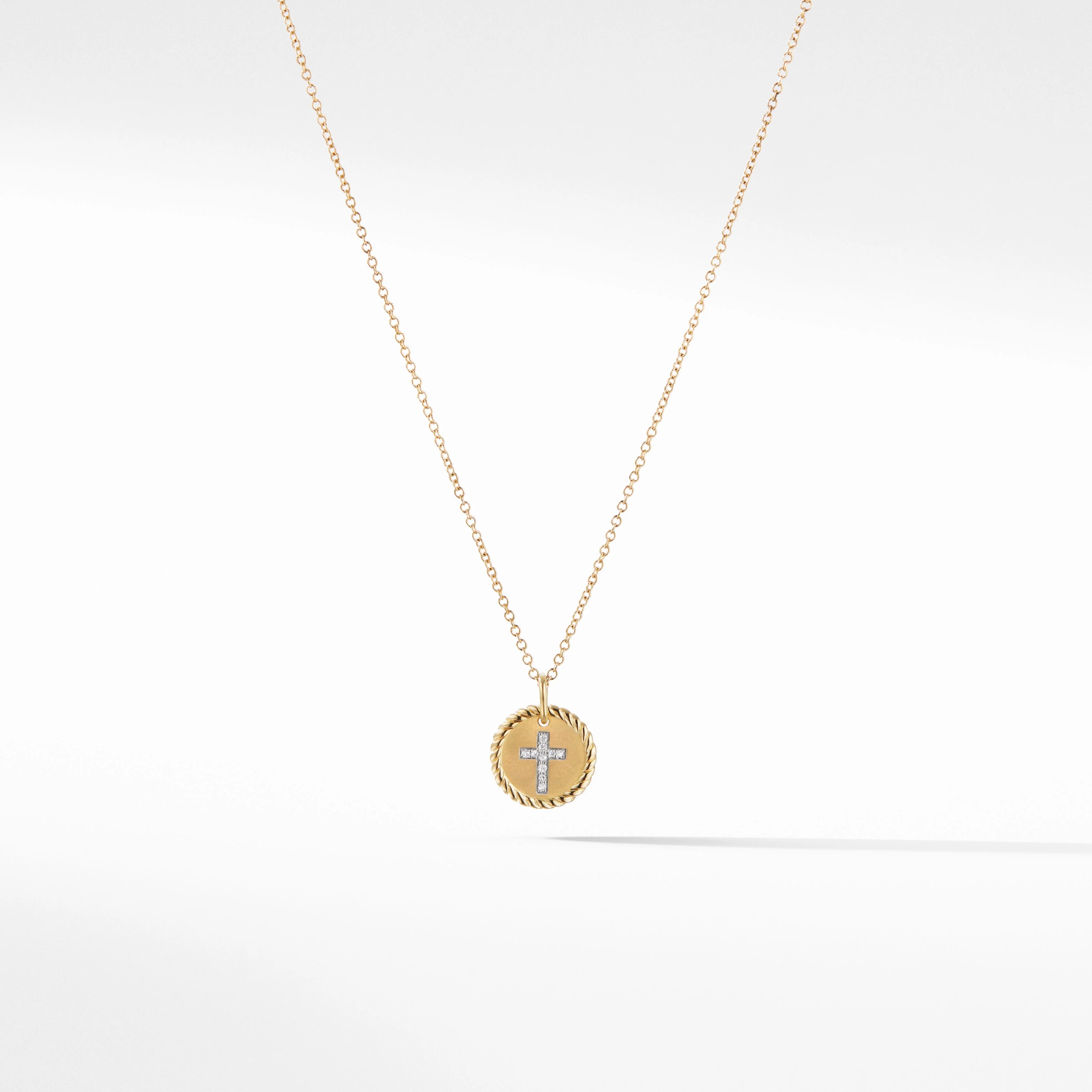 Cable Collectibles® Cross Necklace in 18K Yellow Gold with Pavé Diamonds | David Yurman