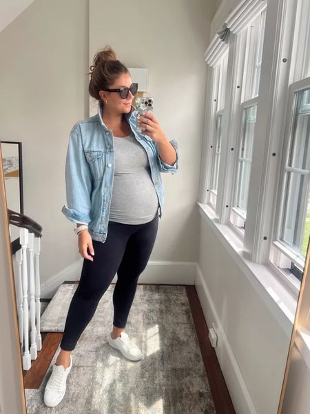 Maternity travel outfit. Would be great non-maternity as well! Sharing similar styles too. Wearing size XL in leggings. 

#LTKtravel #LTKmidsize #LTKstyletip