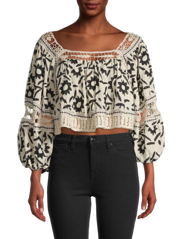 Soleil Floral-Embroidered Crochet Top | Saks Fifth Avenue OFF 5TH