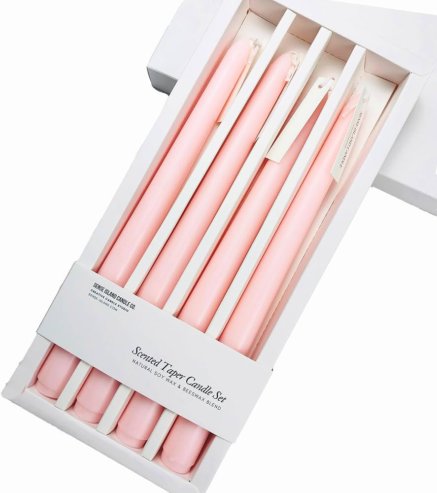 Pink Taper Candles 10'' Baby Pink Blush Candle Sticks Set of 4 | Rose Scented Natural Soy Wax Can... | Amazon (US)