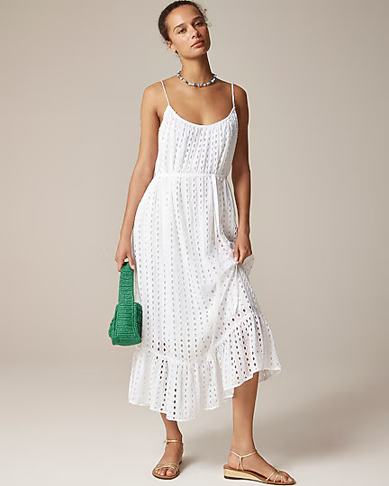 Oval eyelet midi dress | J. Crew US