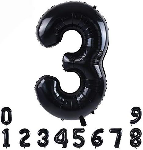 40 Inch Black Large Numbers Balloons0-9,Number 3 Digit Helium Balloons,Foil Mylar Big Number Ball... | Amazon (US)