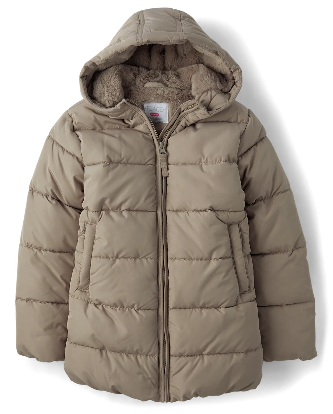 Girls Quilted Midi Puffer Jacket - brown | The Children's Place