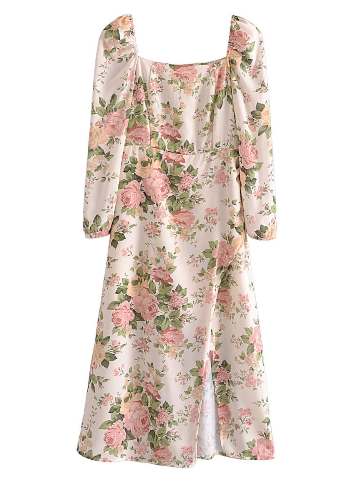 'Sutton' Square Neck Floral Printed Midi Dress | Goodnight Macaroon