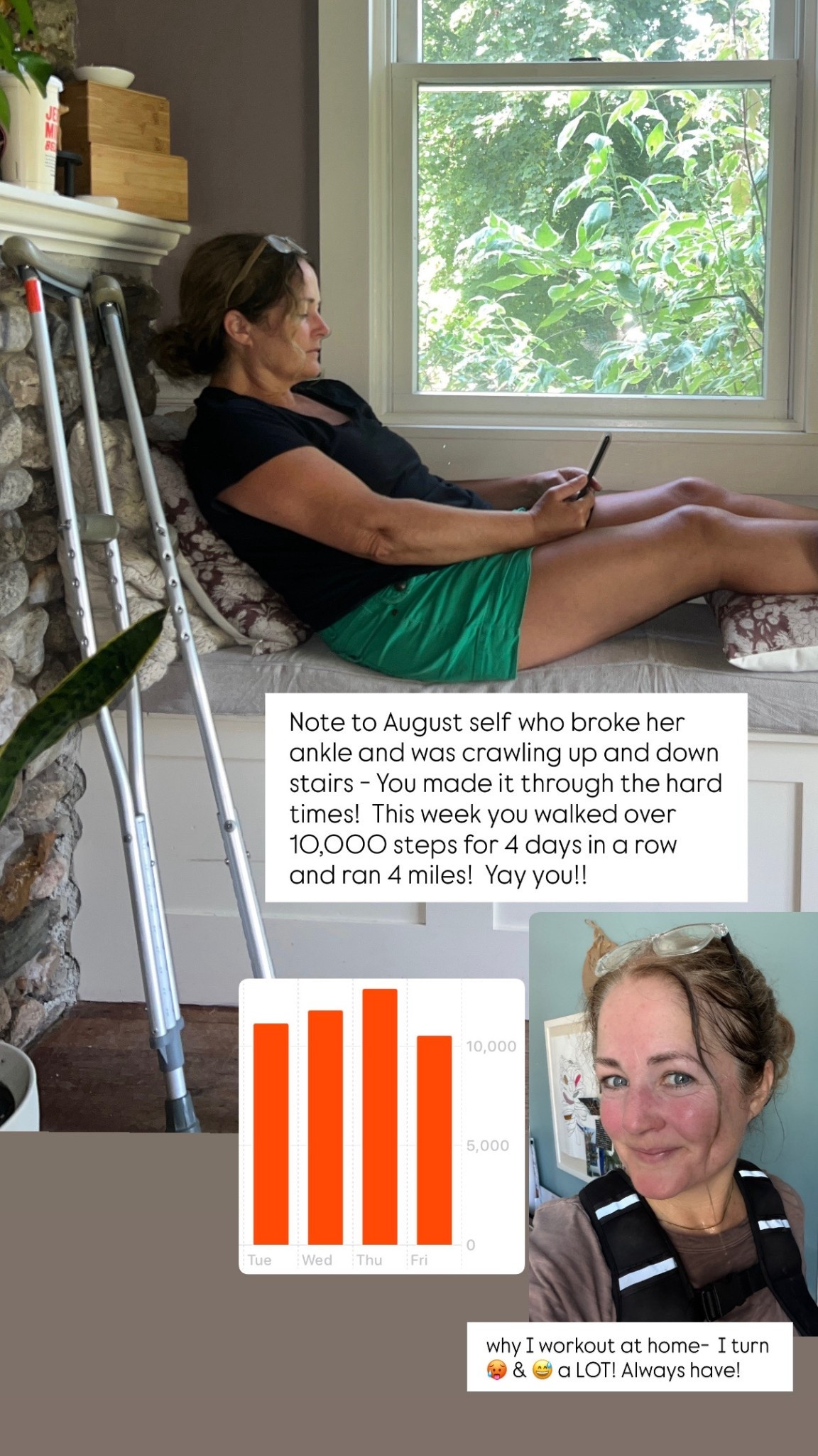 Note to August self who broke her ankle and was crawling up and down stairs - You made it through the hard times! This week you walked over 10,000 steps for 4 days in a row and ran 4 miles! Yay you!!

#LTKHome #LTKdayinmylife #LTKselfcare
