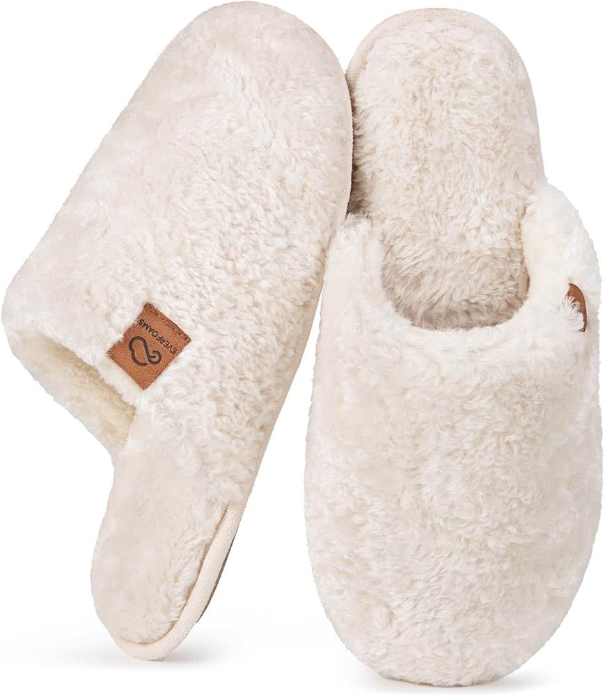 EverFoams Women's Fuzzy Wool-Like Memory Foam Slip on House Slippers Cozy Soft Indoor Outdoor Lad... | Amazon (US)
