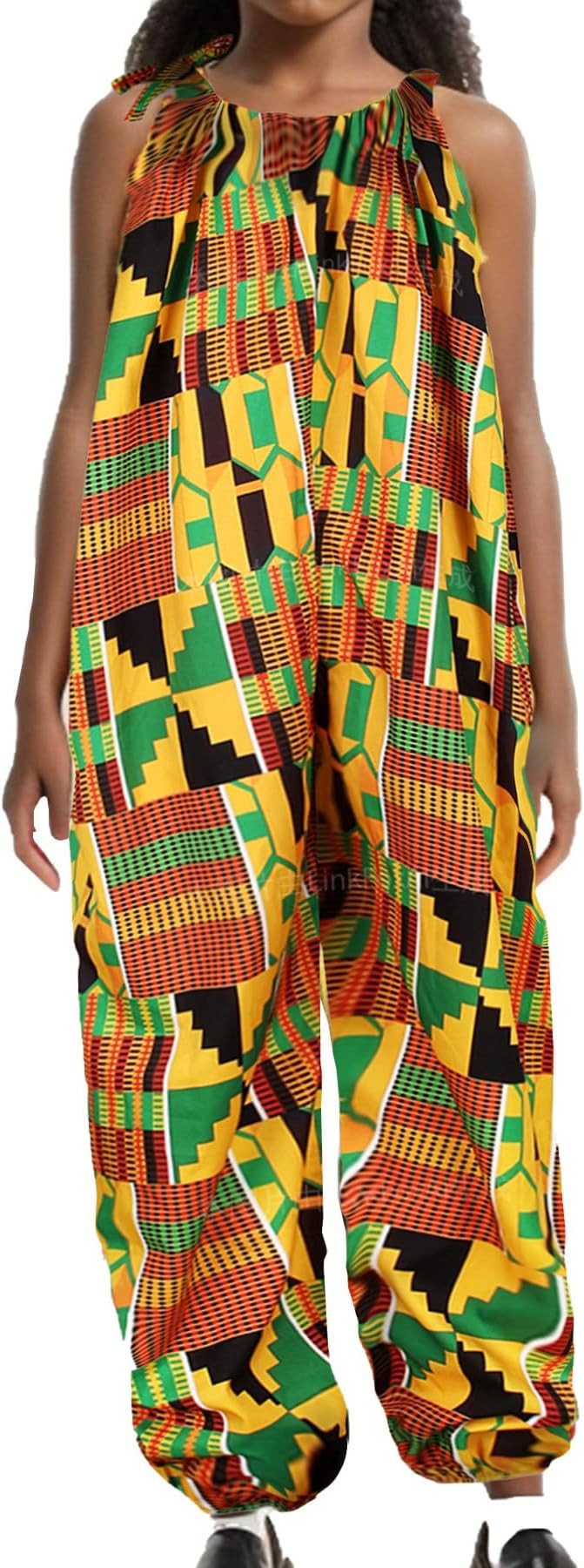 Little Girl’s African Boho Print Jumsuits Bohemian Outfits with Adjustable Shoulder Strap for T... | Amazon (US)