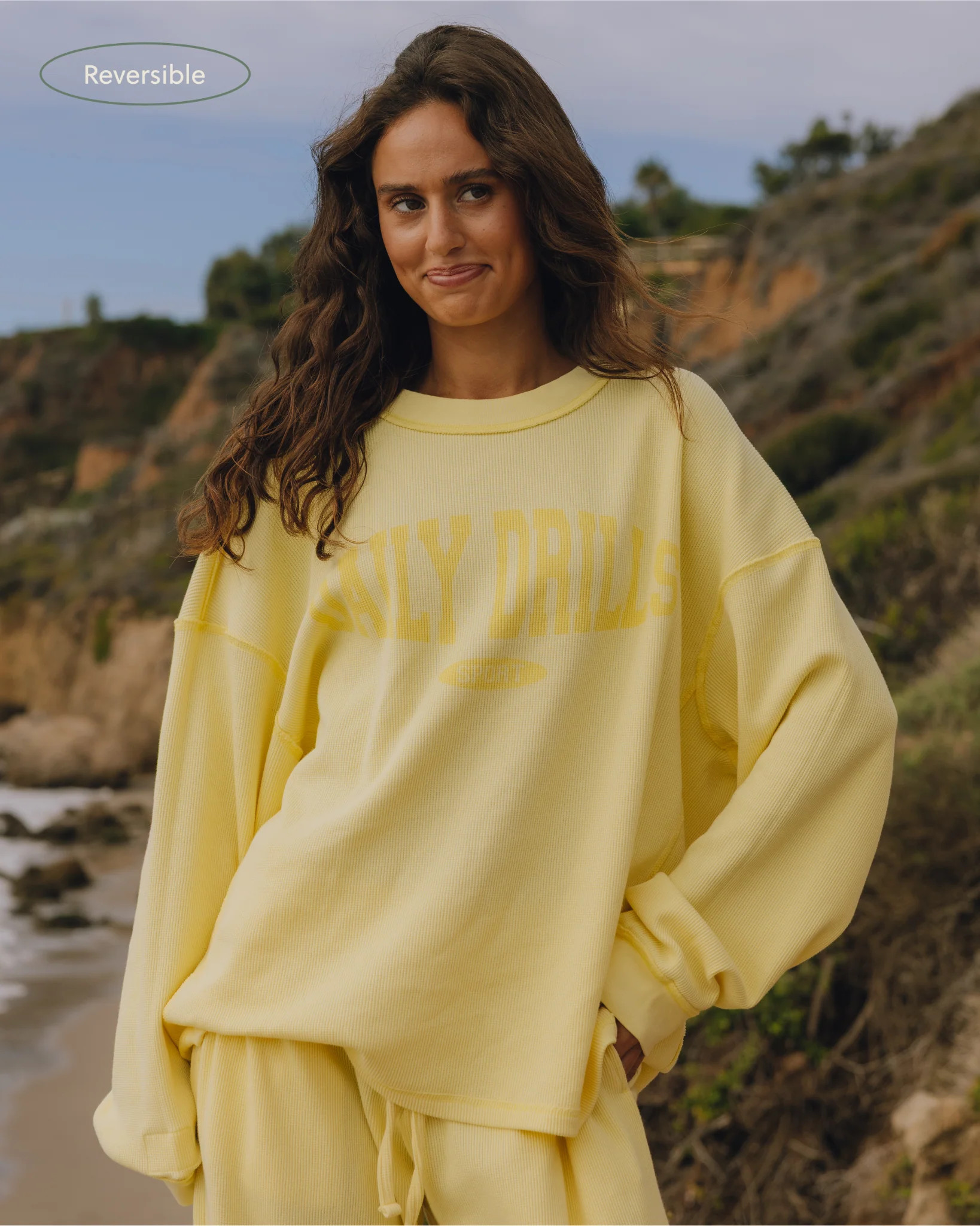 Oversized Sport Thermal - Lemonade with Monochrome Patch | Daily Drills LLC