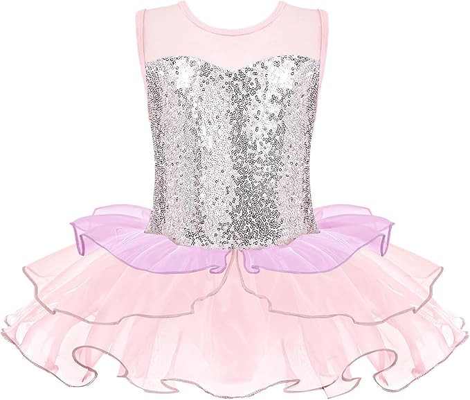 Zaclotre Ballet Leotards for Girls Toddler Sequin Sleevesless Mesh Tutu Dress Ballerina Dance Out... | Amazon (US)