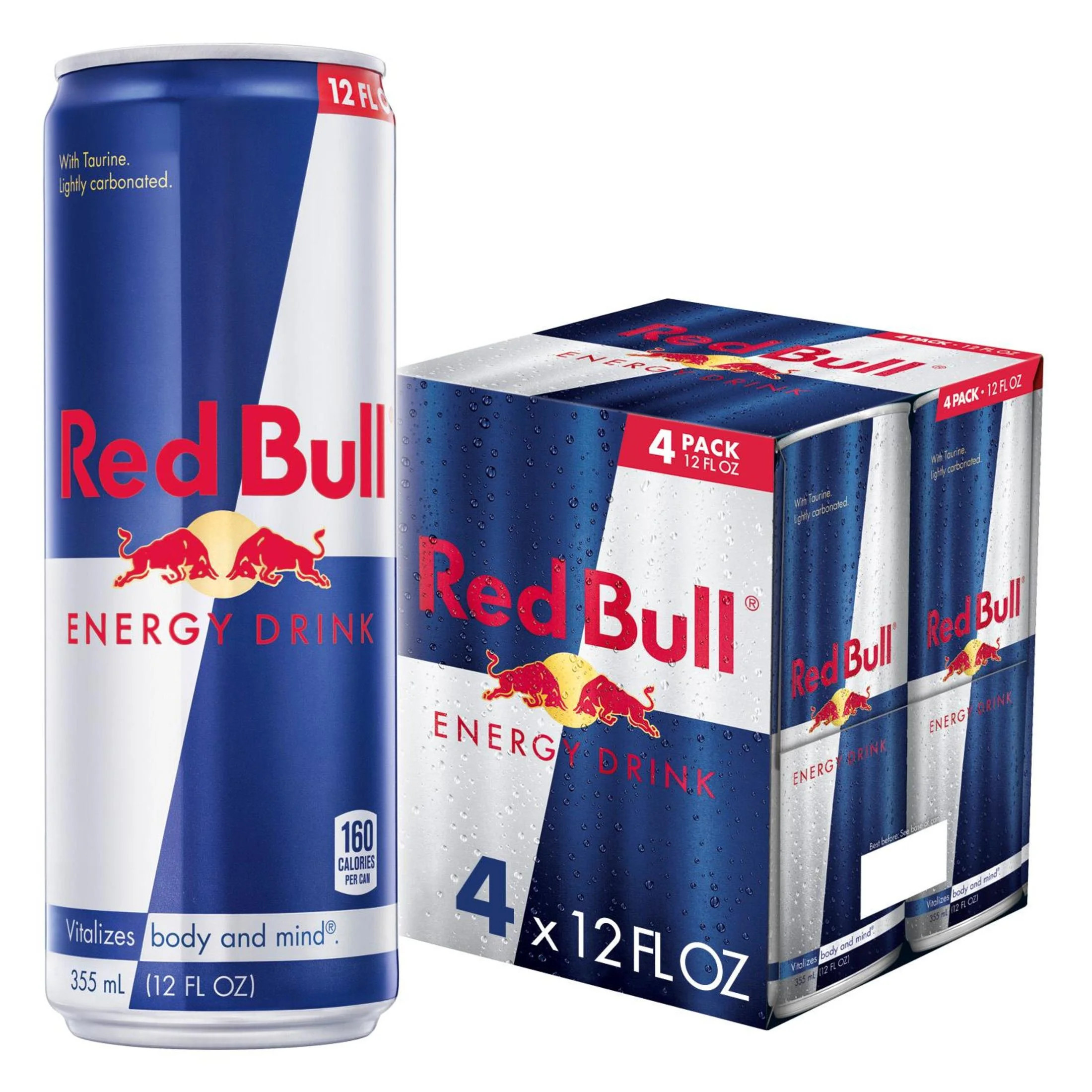 Red Bull Energy Drink, 114mg Caffeine, 12 fl oz, Pack of 4 Cans | Walmart (US)
