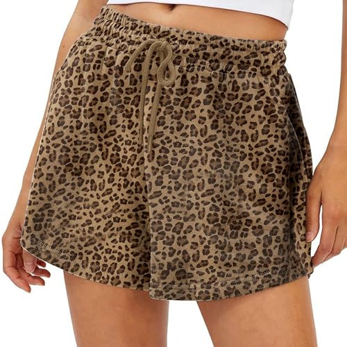 HOCANDY Womens Camo Sweat Shorts Maple Leaf Print Drawstring Elastic High Waist Lounge Camouflage... | Amazon (US)