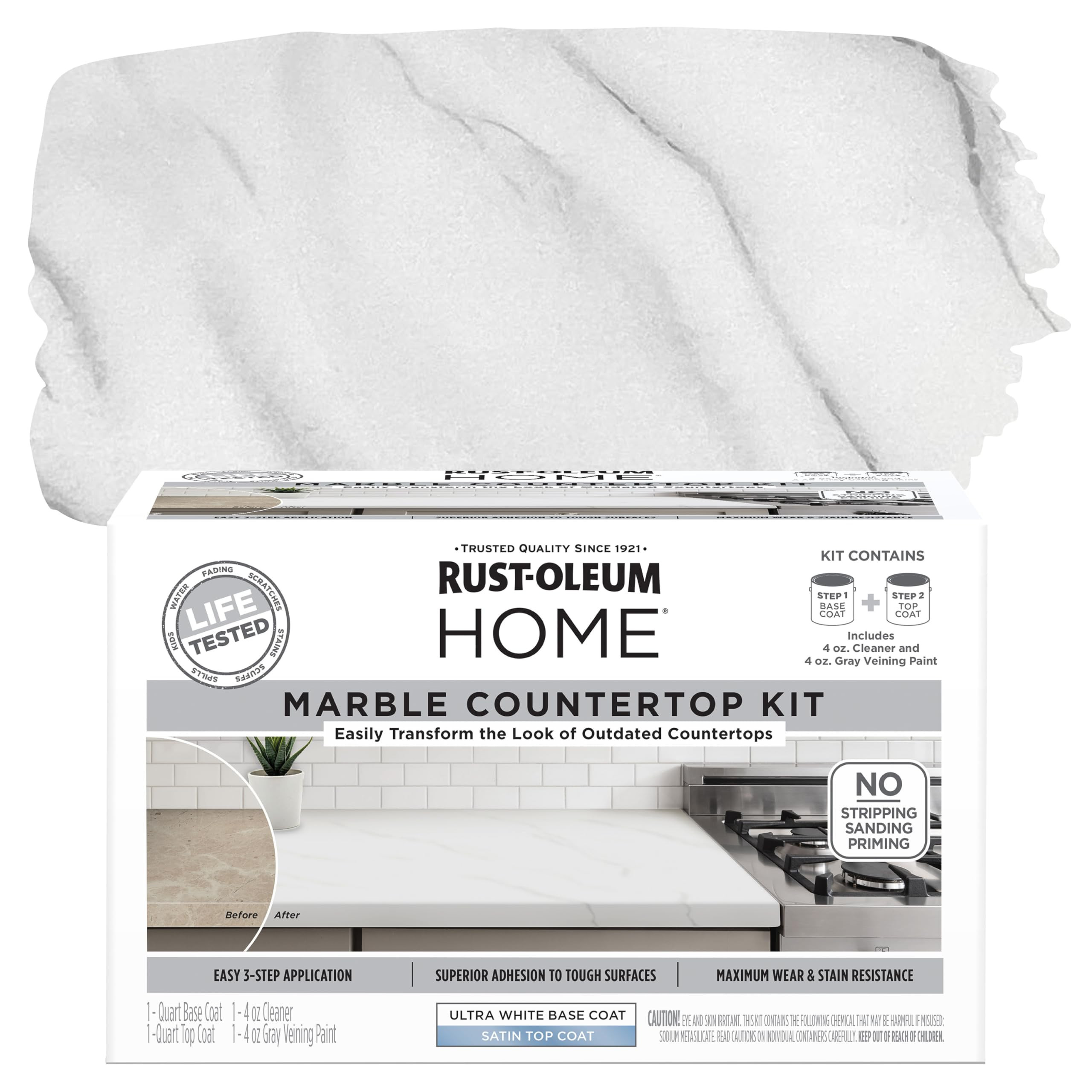 Rust-Oleum 384964 Home Marble Countertop Coating Kit, 72 fl oz, White | Amazon (US)