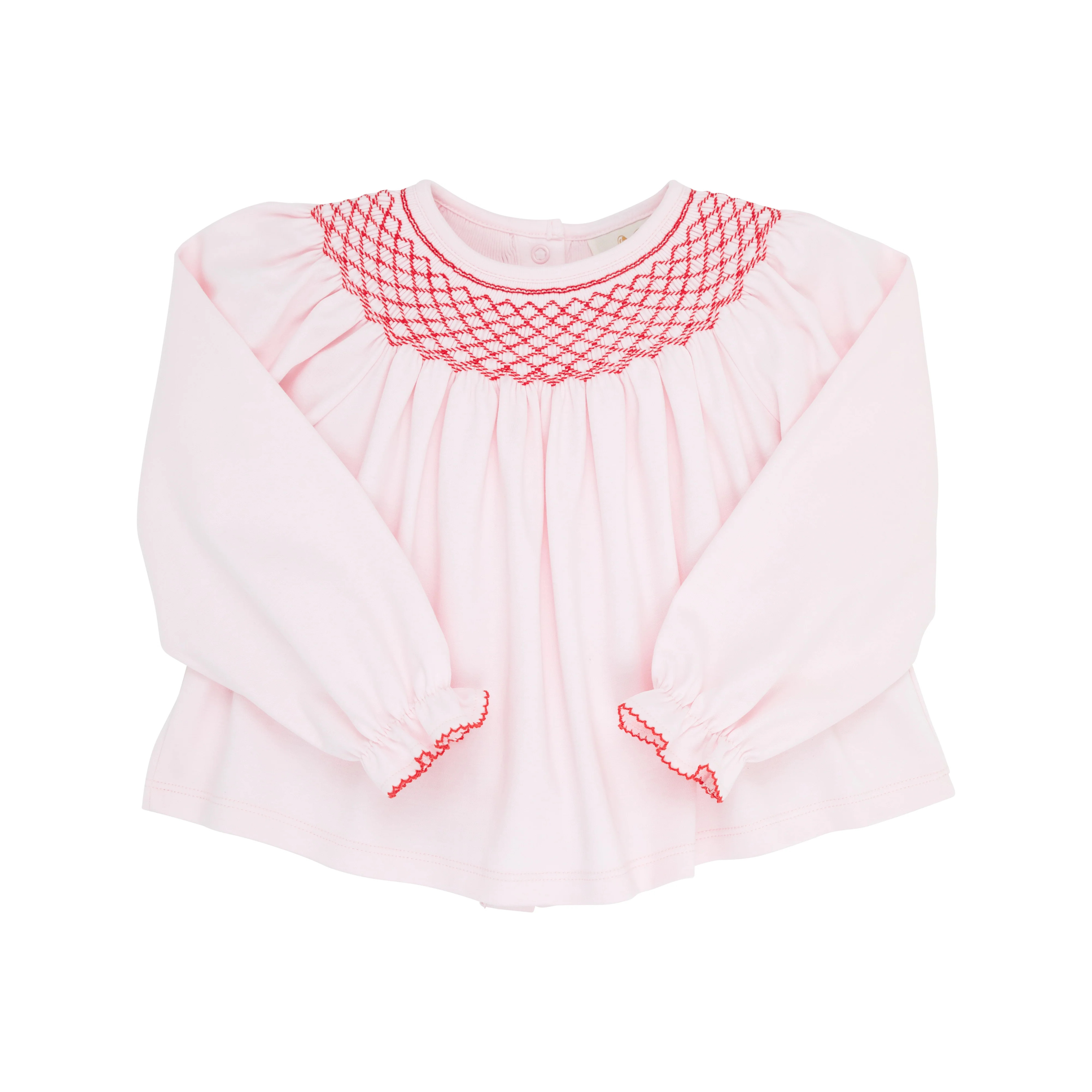 Bettye Sue Smocked Top - Palm Beach Pink with Richmond Red Smocking | The Beaufort Bonnet Company