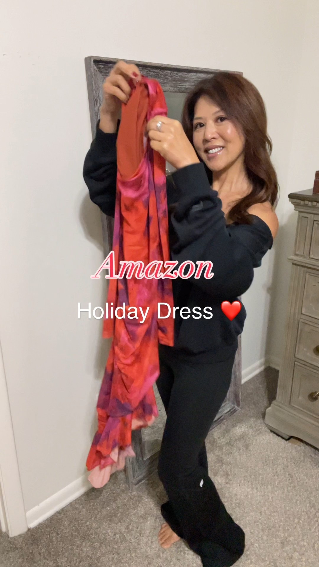 Amazon holiday dress that is so flattering.  Comes in so many color options.  I’m wearing a Small. Leather bag that can be worn as shoulder bag or Crossbody bag. 