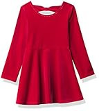 The Children's Place Girls' Baby and Toddler Velour Bow Back Dress, Classic Red, 12-18 Months | Amazon (US)