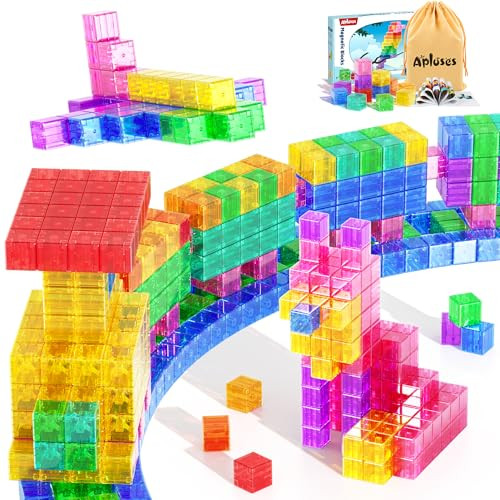 Apluses 45PCS Magnetic Blocks - Transparent Magnetic Cubes, Toddler Boy Toys, Magnetic Building Blocks, Sensory Autism Toys for Kids Ages 3+, Preschool Magnet Toys for 3-5 Year Old Boys and Girls | Amazon (US)