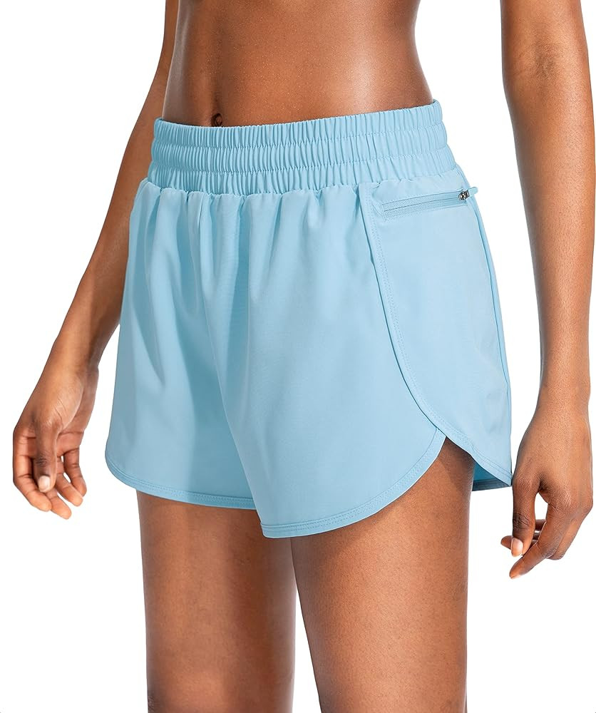 Soothfeel Womens Running Shorts with Zipper Pockets High Waisted Athletic Gym Workout Shorts for ... | Amazon (US)