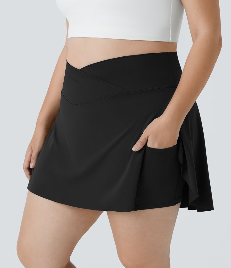 Women’s Everyday Softlyzero™ Airy Crossover Side Pocket 2-in-1 Cool Touch Tennis Plus Size Sk... | HALARA
