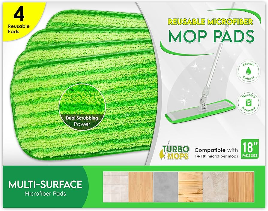 Turbo Microfiber Reusable Floor Mop Pads - Pads for Wet/Dry/Velcro/Spray Mop - Washable Replaceme... | Amazon (CA)
