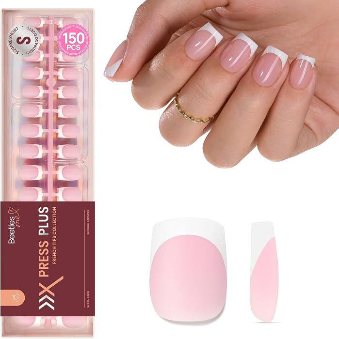 Beetles French Tips Press On Nails - Short Square 150 Pcs | Amazon (US)