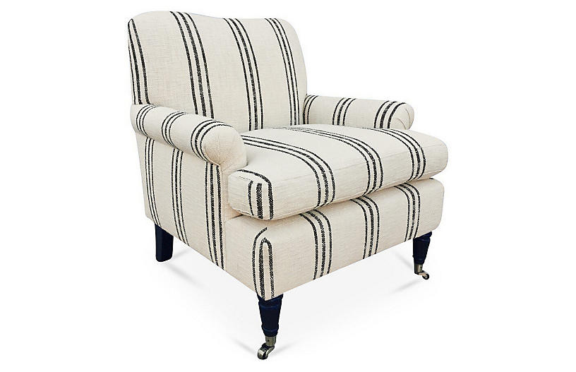 Paige Club Chair, Black/Cream | One Kings Lane