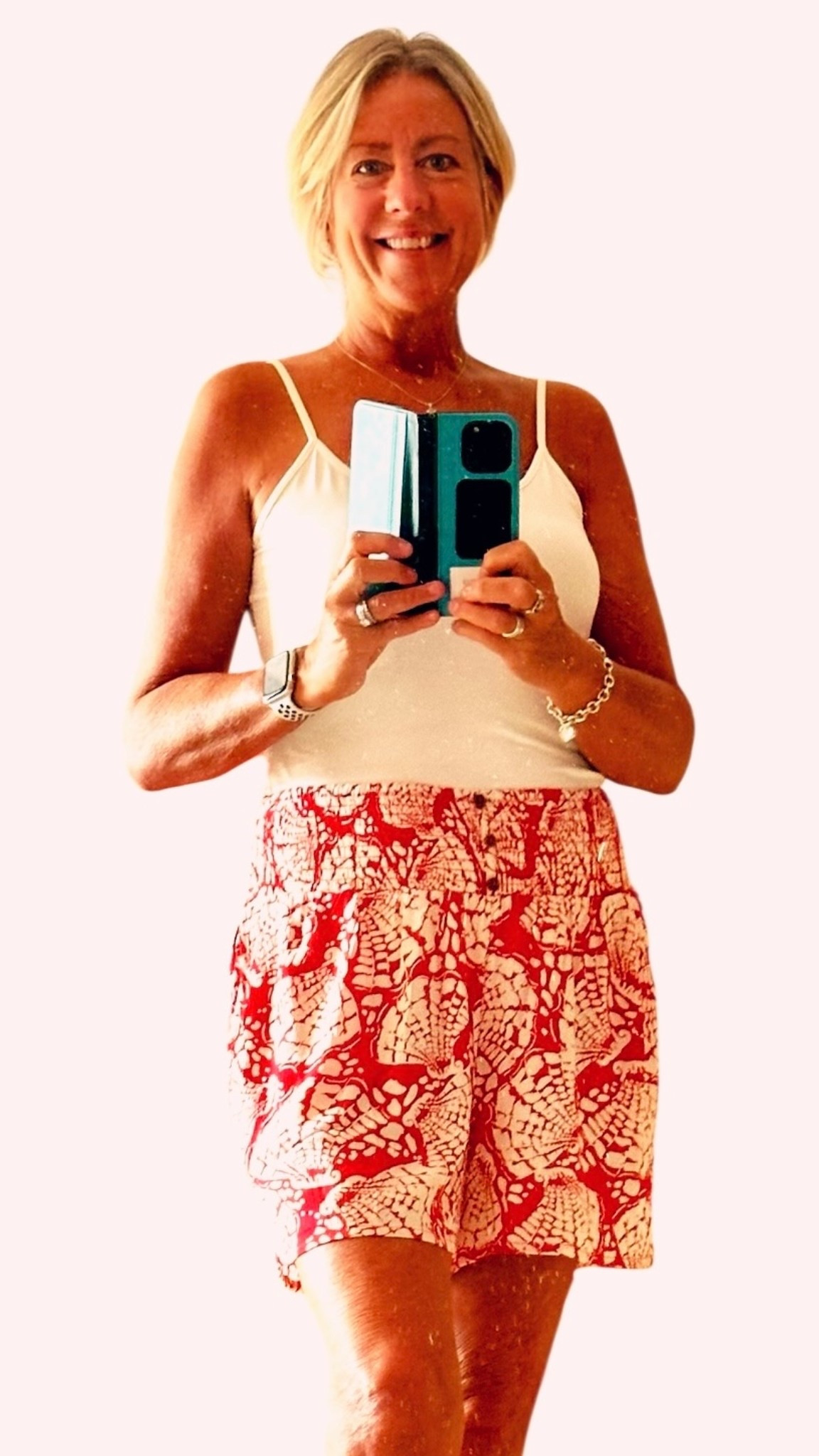Happy Monday !

Is it a skirt ? Or shorts ? 
 
It’s actually shorts that look like a skirt . 
Made of a light weight crinkly material with elastic waist .  Perfect casual beachwear .  Or dress up with heels and a button down top .  The design has a tropical vibe with sea shells .   On sale now at fat face for 50% off original price .  

Shorts/skirt @fatface
Tank @zara

#fatface
#tropical
#redandwhite
#skort
#beachy
#fashionablesixties
#summersend
#seashells
#shortsorskirt


#LTKsummer #LTKcanada #LTKsale