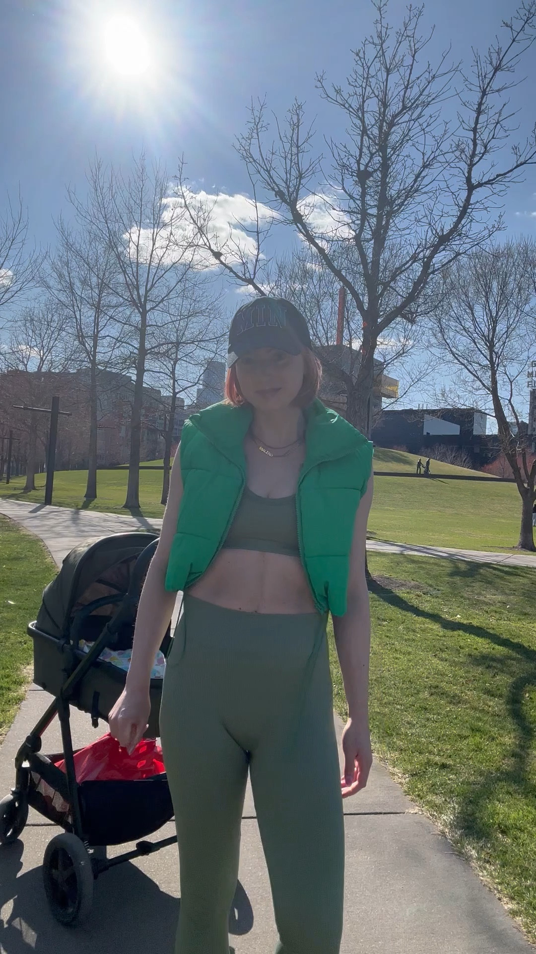 Green everything 💚 Saturday Spring Walks 👶🏽 

When the path gets bumpy I’ve been trying this new wrap 

2 weeks postpartum - stitches healing but we love light walks 

#LTKFindsUnder100 #LTKBaby #LTKActive