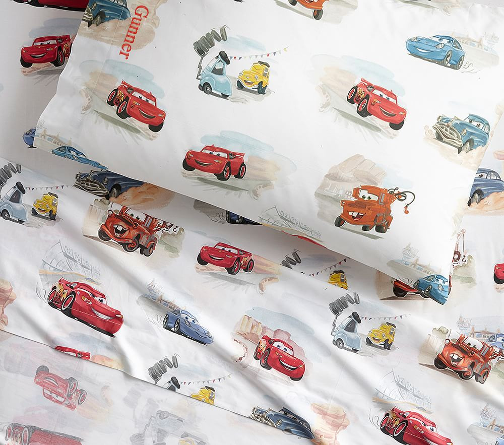 Disney and Pixar <em>Cars</em> Organic Sheet Set & Pillowcases | Pottery Barn Kids