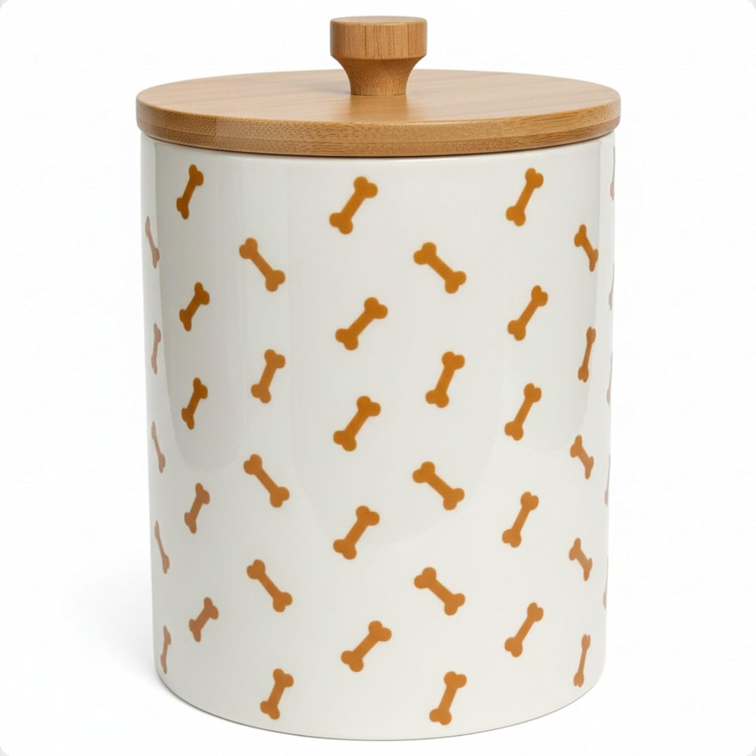 Dog Treat Container Airtight - 5 Inch Wide x 6.4 Inch Tall Ceramic Dog Treat Jar for Kitchen Counter with Airtight Bamboo Lid - 4 Cup Capacity Pet Treats Container - Doggie Cookie Jar Treats Canister | Amazon (US)