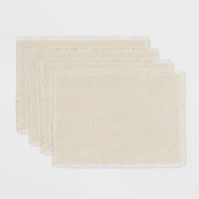 4pk Cotton Stone Washed Placemats Cream - Threshold™ | Target